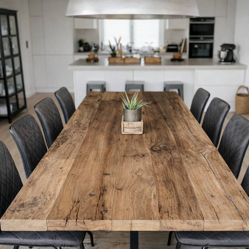 Große Tischplatte aus Altholz Eiche – einzigartiger Esstisch mit individueller Patina
