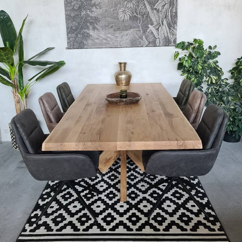 4260747163666 - Tischplatte Chalet B | 240 x 100 cm | 60 mm aufgedoppelt | Natürliche Baumkante | Oberfläche geschliffen | Inklusive Stahlprofil | Nature Line 60