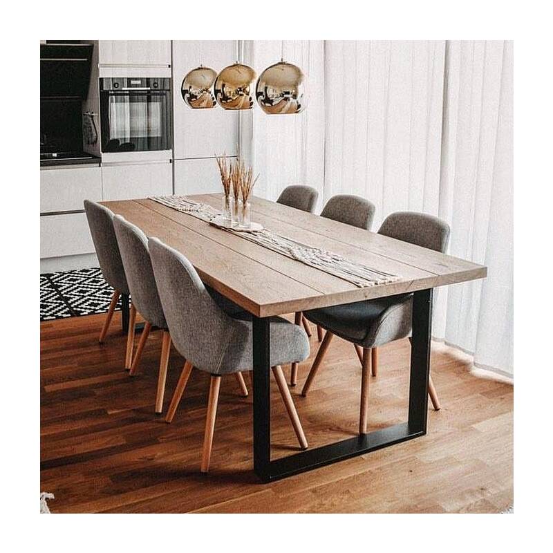 4260747164458 - Tischplatte Loft G | 180 x 90 cm | 45 mm massiv | Gerade Kante | Oberfläche gebürstet | Mit Fase | Unbehandelt | Old Style Gla mit Fuge