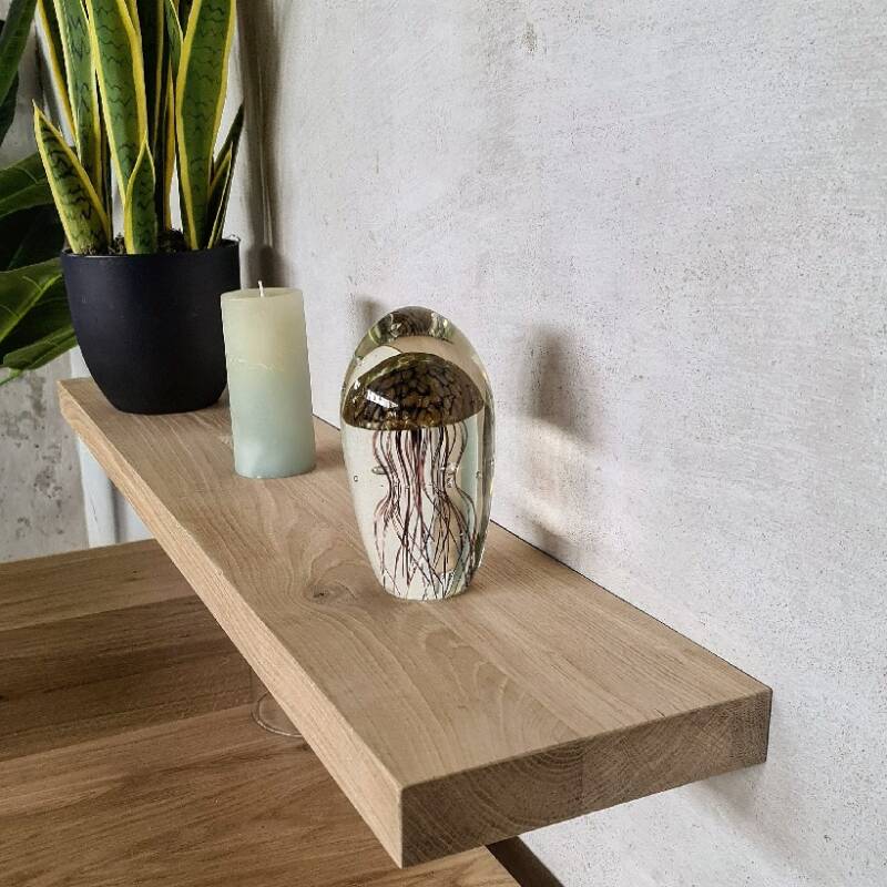 4260747165592 - Regalbrett Eiche massiv | 160 x 20 cm | 40 mm stark 200 mm beit | Gerade Kante | Extra breite Lamellen | Unbehandelter Rohling