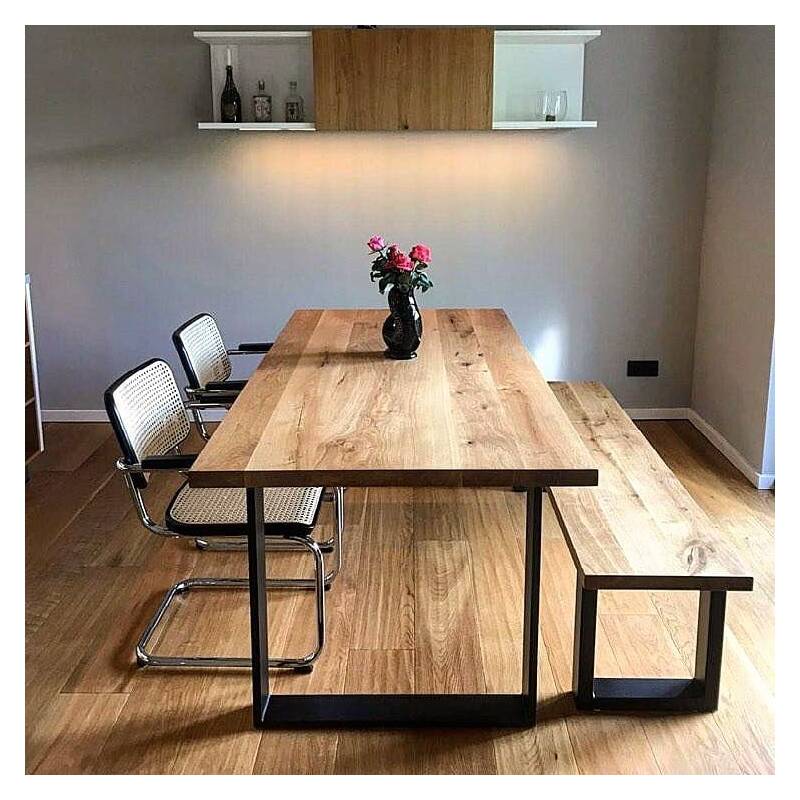 4260747160023 - Tischplatte Chalet G | 200 x 100 cm | 40 mm massiv | Gerade Kante | Oberfläche geschliffen | Durchgehende Lamellen | Unbehandelt | Castle Collection