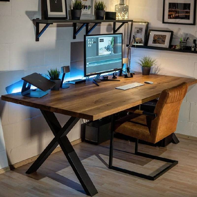 4260747166377 - Massivholztisch Manchester | 180 cm - 300 cm | 40 mm vollmassiv Tischplatte aus Eiche | Gerade Kante | Oberfläche geschliffen | Fertig geölt