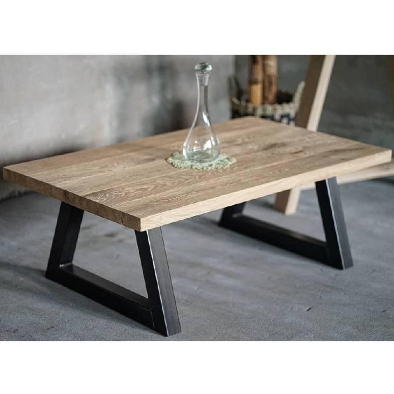 4260747166711 - Massivholztisch Giverny | 100x100 120x 70 140x 80 cm | 45 mm vollmassiv Tischplatte aus Eiche | Gerade Kante | Oberfläche gebürstet | Mit Fase | 