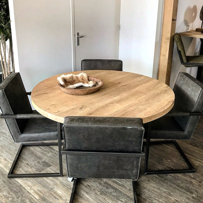 4260747166834 - Tischplatte Rund G | Ø 80 cm | 45 mm massiv | Gerade Kante | Oberfläche geschliffen | Rund | Unbehandelt | Castle Collection rund