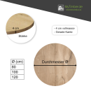 Tischplatte Eiche Rund G 40 mm geschliffen  - gerade Kante 80 cm