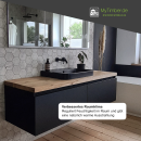 Waschtisch-/Ablageplatte Eiche 40 mm massiv, gerade Kante, schwarz gespachtelt, lackiert 80x50 cm