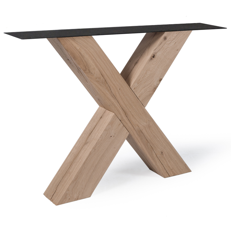 4260747161075 - Tischgestell Eiche Bold X | X-Form | Befestigungsplatte aus Stahl | Höhe 72 cm | Breite 88 cm | Gestellstärke 12 x 12 cm | Eiche Regular X