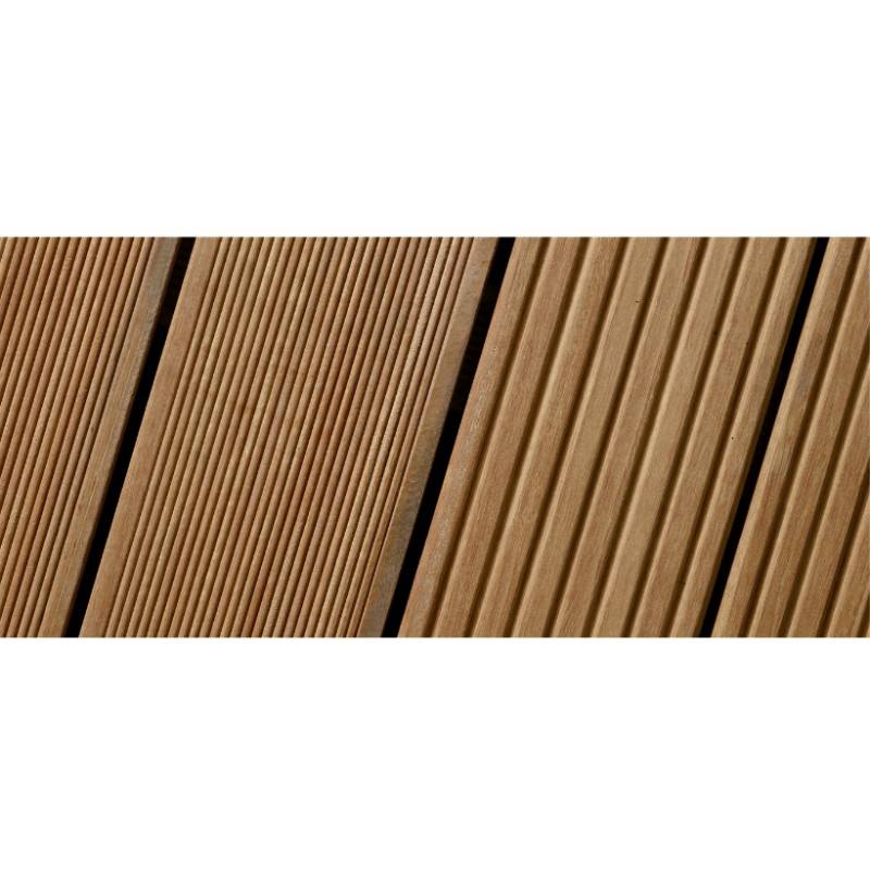 Bangkirai Terrassendielen Riffel-/Trapezprofil | Stärke: 14,5x2,5 cm | Einseitig trapezgenutet, einseitig fein geriffelt | Material: Bangkirai