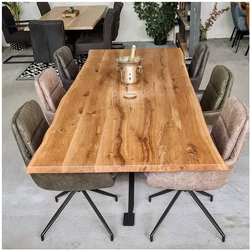 4260747163147 - Tischplatte Chalet B | 260 x 100 cm | 40 mm massiv | Natürliche Baumkante | Oberfläche geschliffen | Durchgehende Lamellen | Nature Line