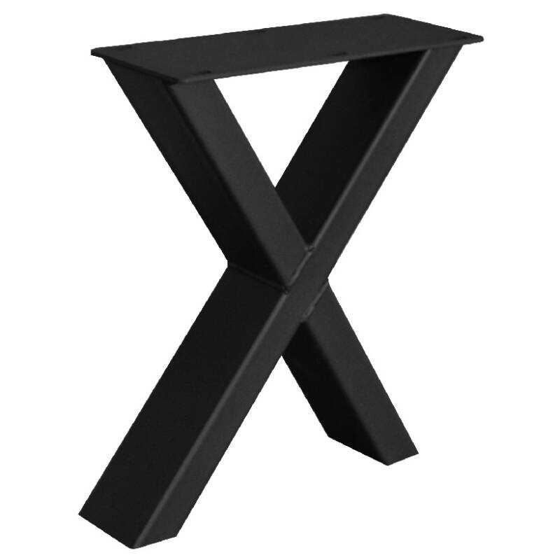 Bankgestell X | X-Form | Pulverbeschichtet | Befestigungsplatte aus Stahl | Höhe 41 cm | Materialstärke 4 x 6 cm | Bankgestell X Fineline