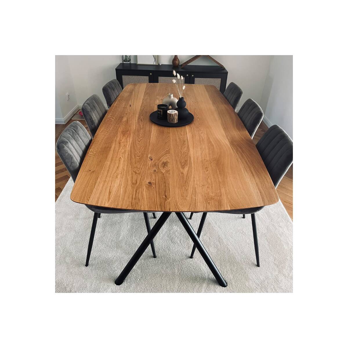 4262459612999 - Tischplatte Eiche Chalet U 30 mm - leicht oval durchgehende Lamellen 180x90 cm