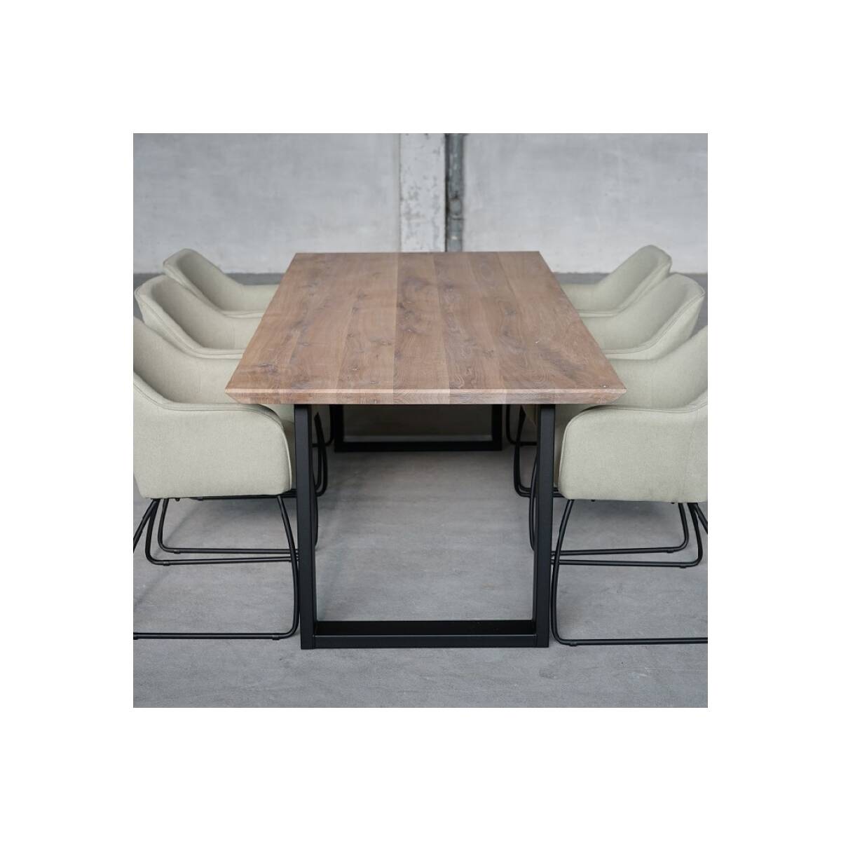 4260747163253 - Tischplatte Chalet S | 160 x 80 cm | 45 mm Eiche aufgedoppelt | Oberfläche geschliffen | 8 mm starke Schweizer Kante | Inklusive Stahlprofil