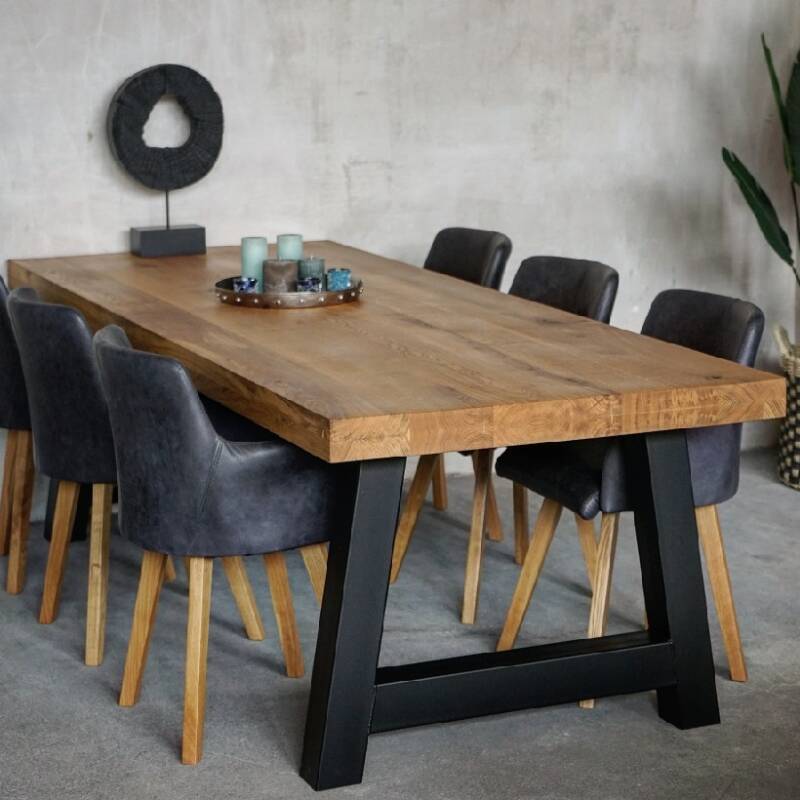 4260747163383 - Tischplatte Eiche Chalet XL 80 mm aufgedoppelt- gerade Kante 300x100 cm