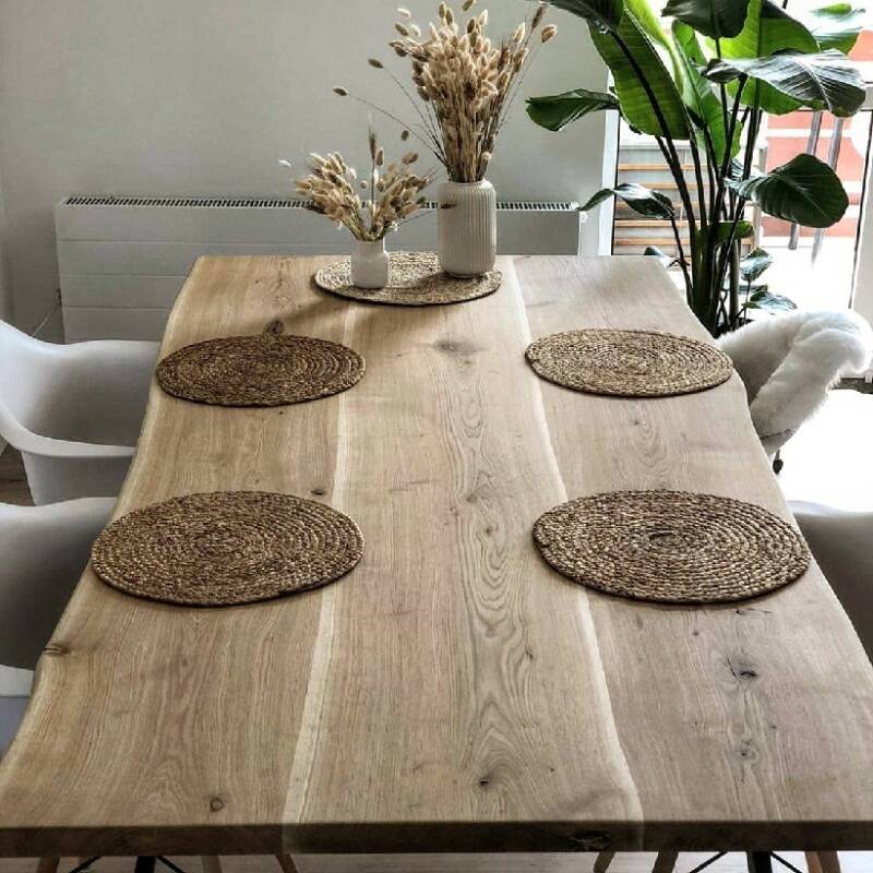 4260747163420 - Tischplatte Chalet E | 260 x 100 cm | 40 mm massiv | Natürliche Baumkante | Oberfläche geschliffen | Inkl Stahlprofil & Entlastungsfugen | Stockholm