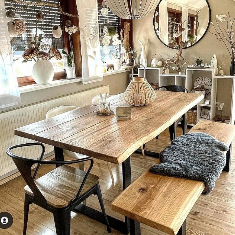 Tischplatte Eiche Loft B ca.45 mm mit Fase, Baumkante