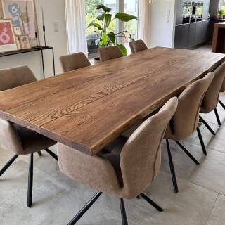 Tischplatte Eiche Loft E ca. 45 mm exklusiv mit Fase, Baumkante 220x100 cm