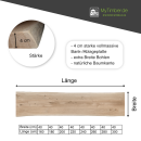 Bank-/ Ablageplatte Eiche Chalet B 40 mm - natürliche Baumkante