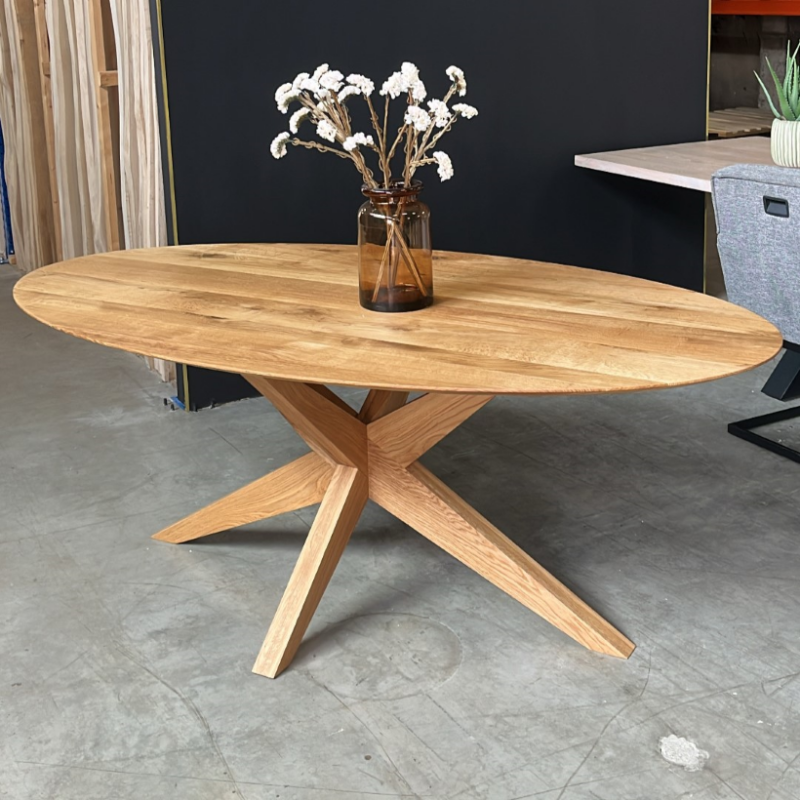 Tischplatte Oval A | 30 mm massiv | Abgerundete schweizer Kante | Oberfläche geschliffen | Oval | Unbehandelt | Trondheim oval